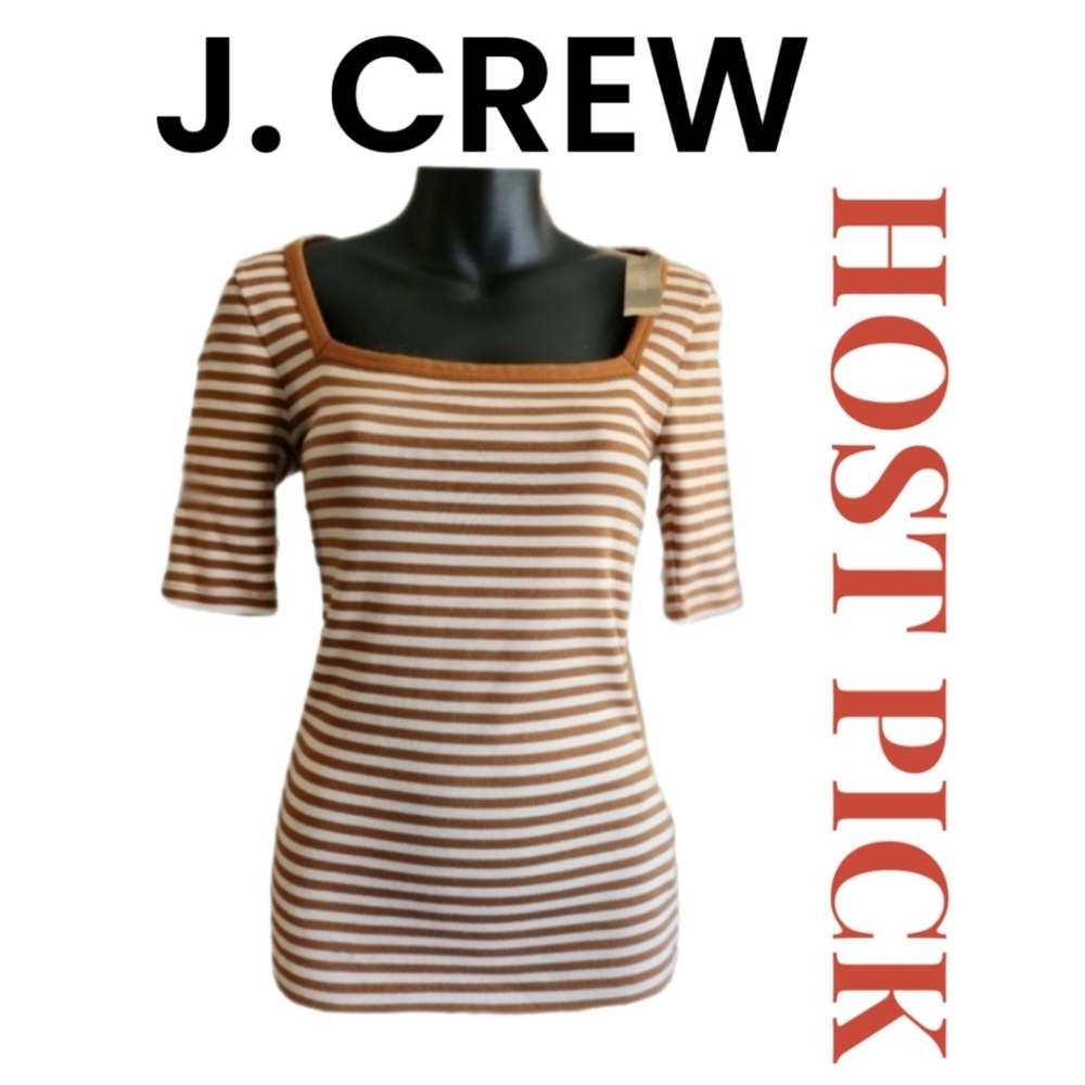 J. CREW PERFECT FIT RUST & BEIGE SHORT SLEEVE T SHIRT BNWT SIZE S